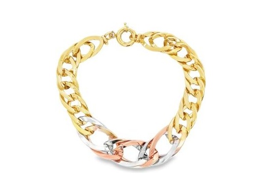 18K Three-Tone Gold Cuban-Link Bracelet